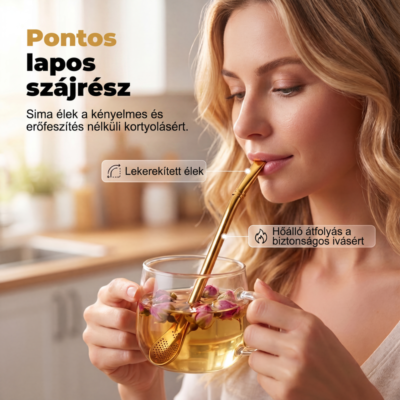 🥄 2-in-1 teaszűrő kanál szívószállal – Kompakt, könnyen használható 🔥
