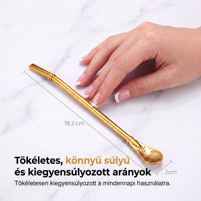 🥄 2-in-1 teaszűrő kanál szívószállal – Kompakt, könnyen használható 🔥