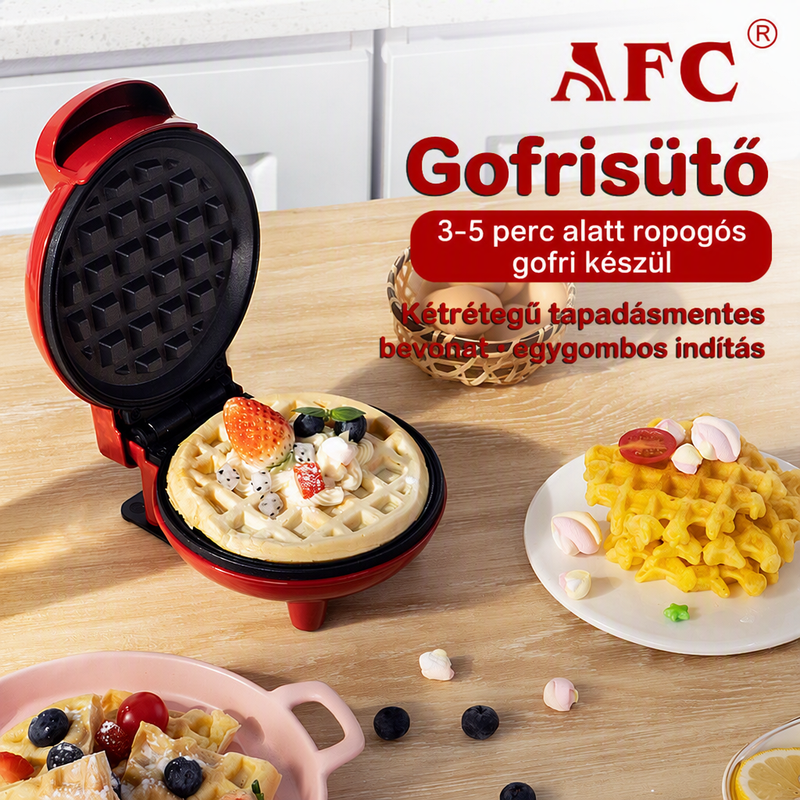 🧇 Mini elektromos gofrisütő – Könnyű reggeli készítéshez, kompakt – Utánvét ✨