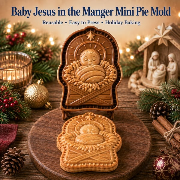 ✝️ Karácsonyi süteményformákból álló mini szett, hit és jászol motívumokkal | Újrafelhasználható formák a hagyományos ünnepi sütéshez 🥧✨