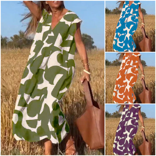 💕Ujjatlan V-nyakú nyomott ruha