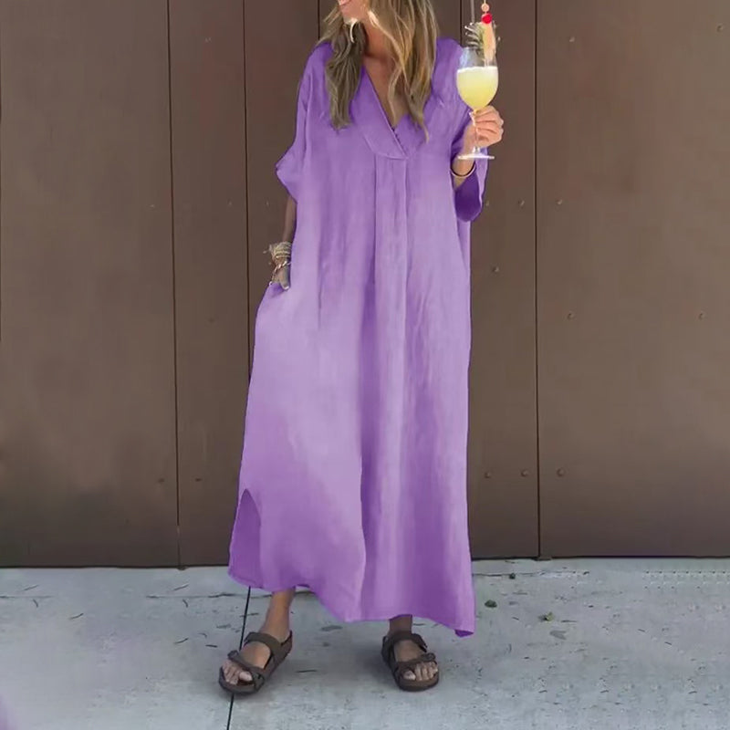 【S-4XL】💖Alkalmi, lendületes, V-nyakú női ruha