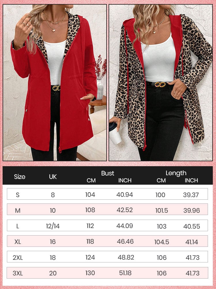 Megfordítható kapucnis kabát leopárdmintával