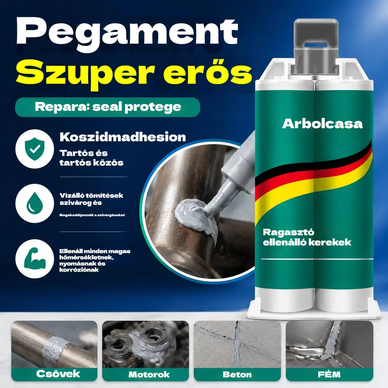 【3 darabos készlet】🔥50% kedvezmény korlátozott ideig! 🛠️Nagy szilárdságú AB fémjavító ragasztó