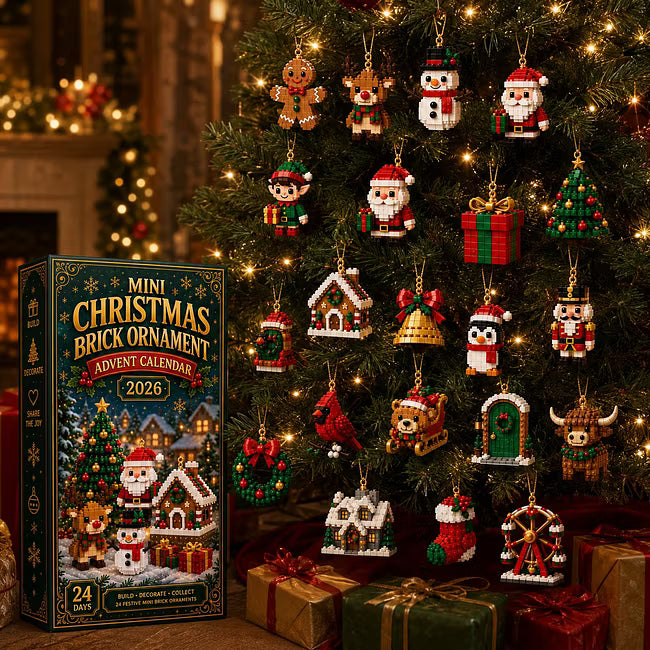 🎄 24 napos mini adventi naptár karácsonyi díszekkel | 24 egyedi, ünnepi, saját készítésű dizájn akasztókkal - tökéletes karácsonyfák, koszorúk és ünnepi dekorációk díszítésére 🧱