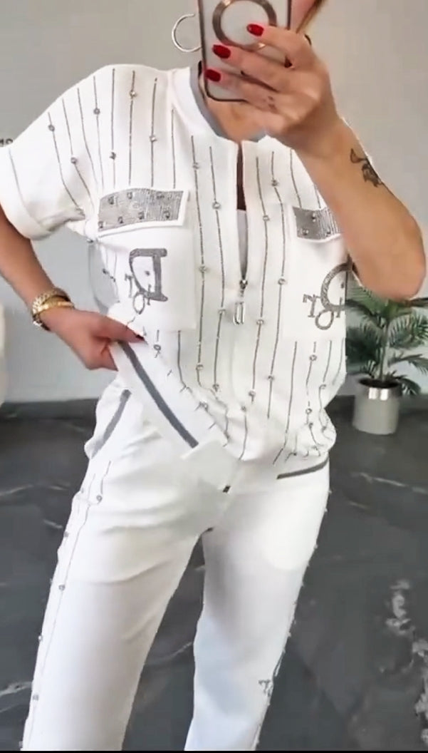 💎Kétrészes szett cipzárral és kristályokkal