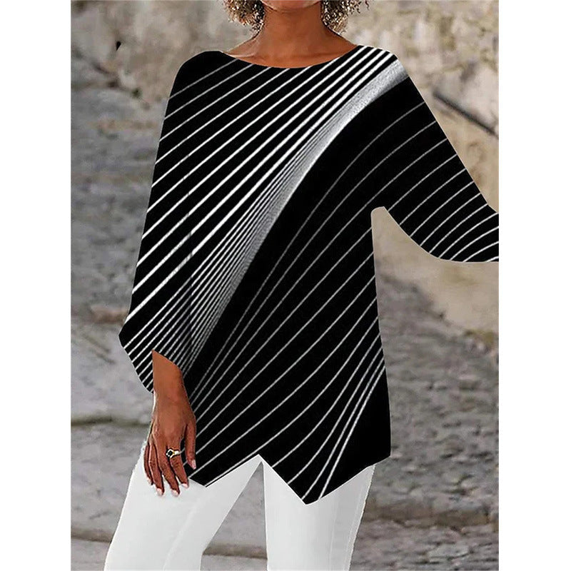 [S-5XL]Új 2025-ös mintás, kerek nyakú, hosszú ujjú ing