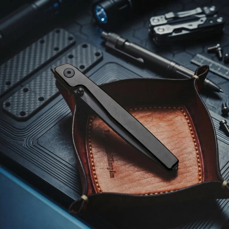 🔥Utolsó napi akció 50% kedvezménnyel🎉Lanky Liner Lock elülső flipper kés fekete alumínium nyéllel