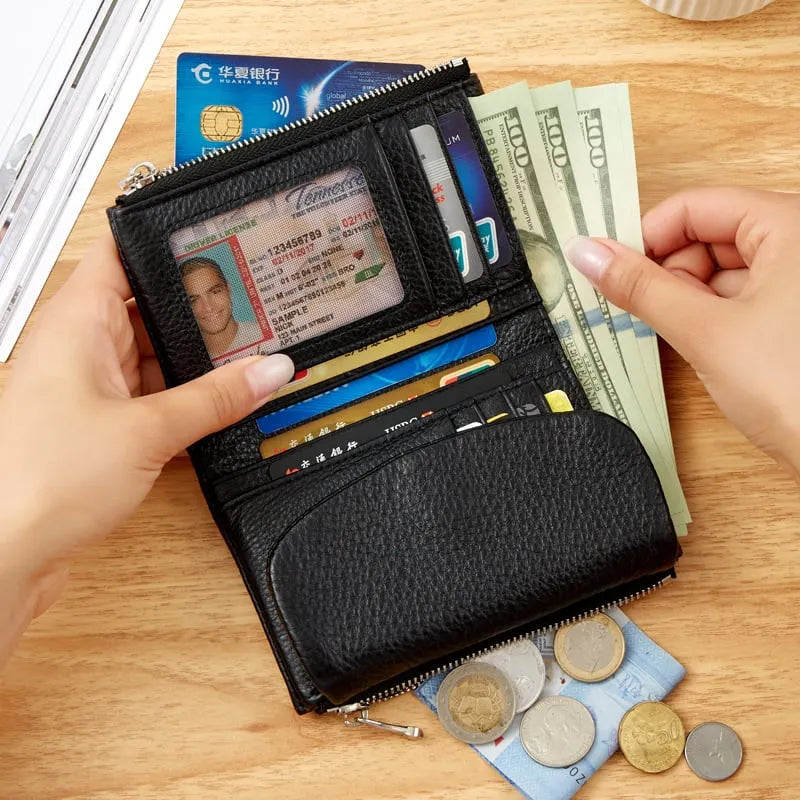 🔥⏰Unisex RFID kavicsos pénztárca valódi bőrből🔥