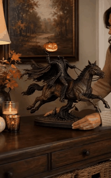 Éjféli Üldözés Fej Nélküli Lovas LED Figura – Halloween Dekoráció