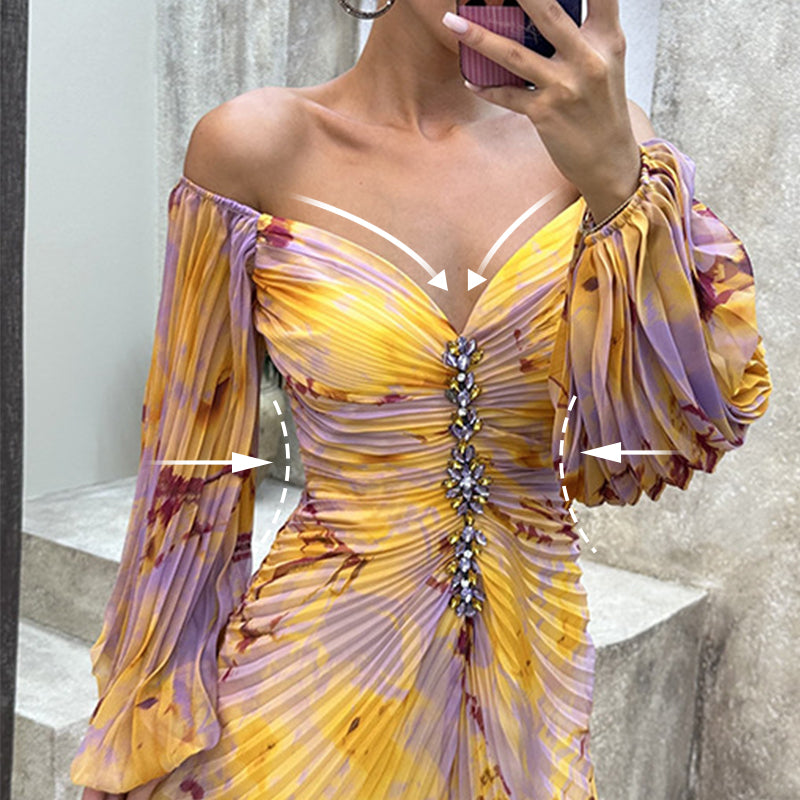 ✨【Karcsúsító Varázsló】Női Pánt nélküli Ruha✨ | Vonzó pánt nélküli dizájn | Rakott részletek | Kivágott hasíték, kényelmes hosszú ujjú