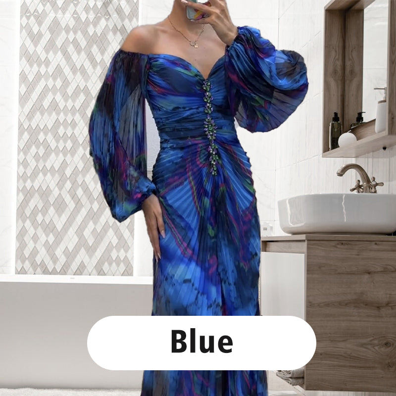 ✨【Karcsúsító Varázsló】Női Pánt nélküli Ruha✨ | Vonzó pánt nélküli dizájn | Rakott részletek | Kivágott hasíték, kényelmes hosszú ujjú