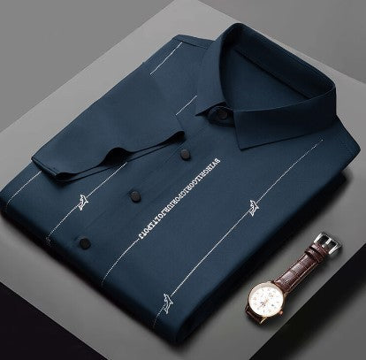 ❄️Férfi gyűrődésálló, nagy nyúlású jégselyem ing