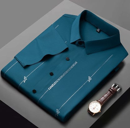 ❄️Férfi gyűrődésálló, nagy nyúlású jégselyem ing