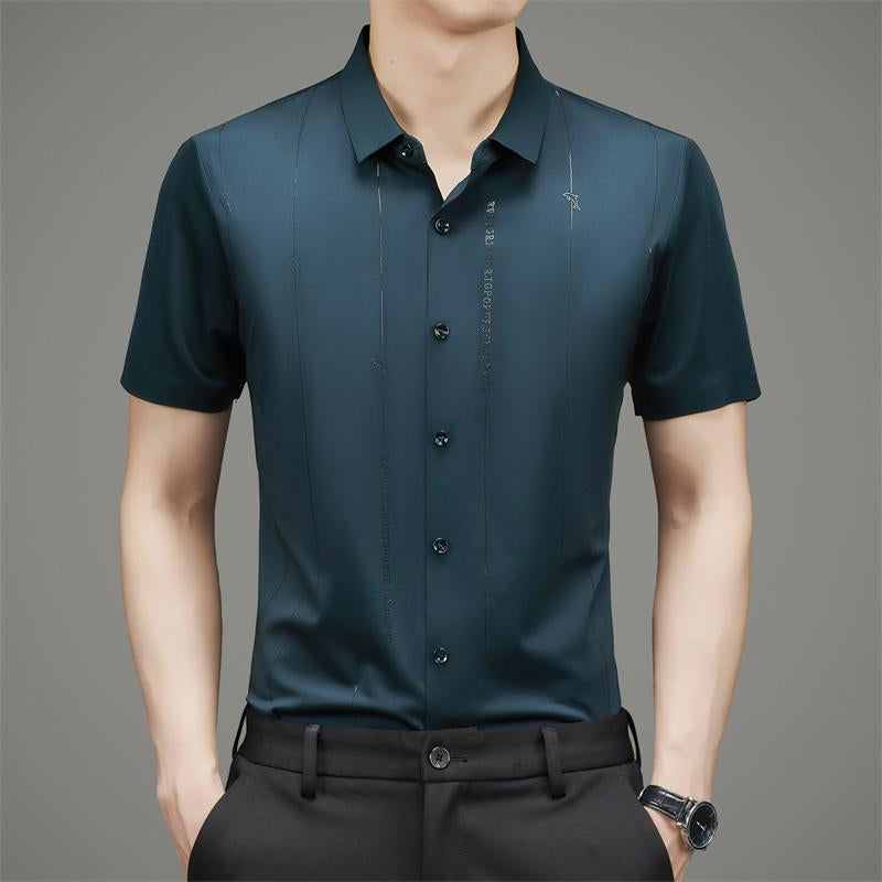 ❄️Férfi gyűrődésálló, nagy nyúlású jégselyem ing