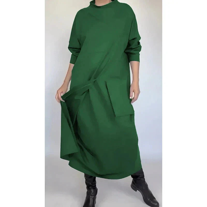 Szabálytalan bő, laza foltos maxiruha