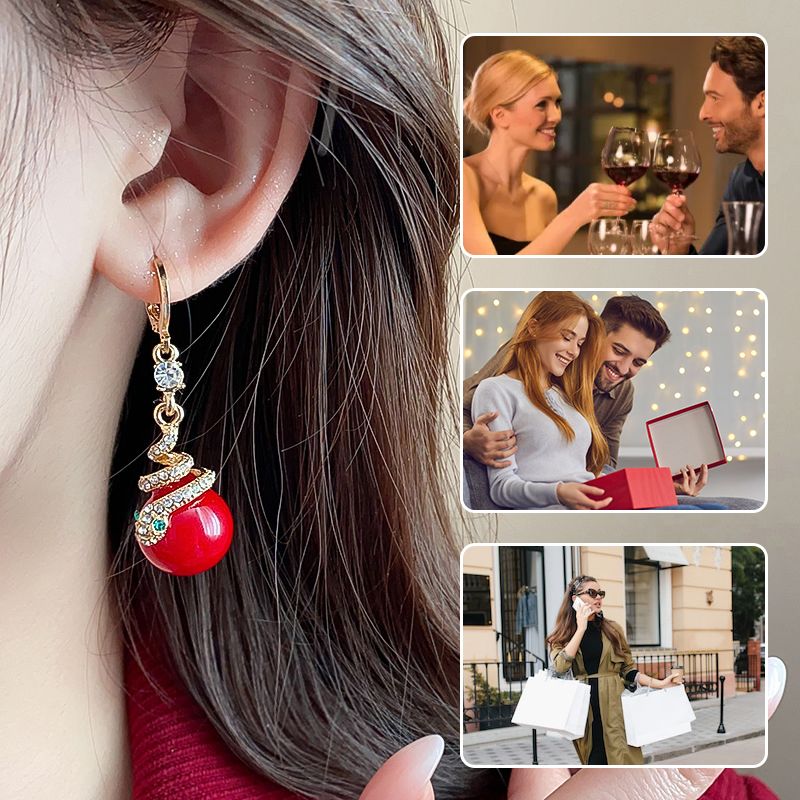 🐍Különleges újévi ajánlat🎀 Aranyozott gyöngyház kígyó fülbevaló