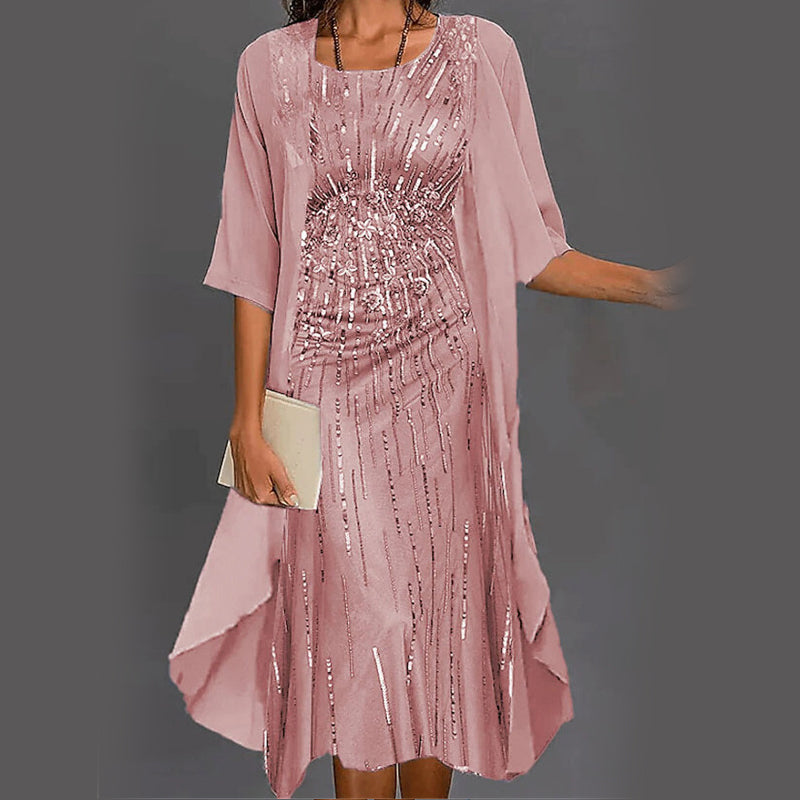 Elegáns 2 részes szett: félujjú blúz + ruha