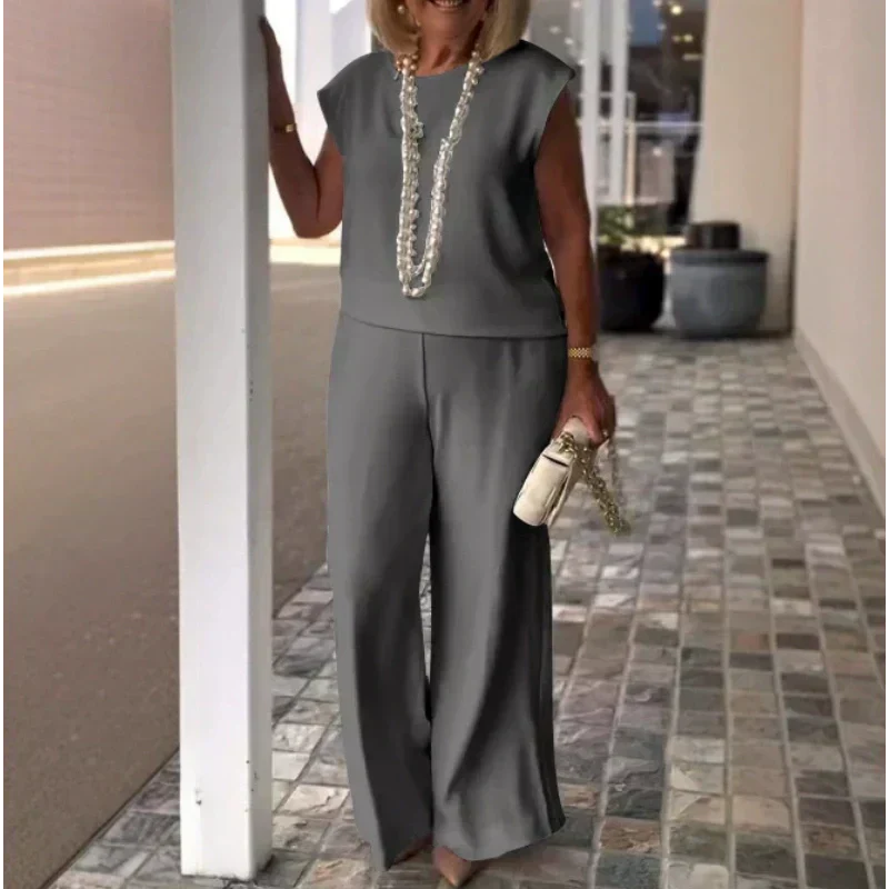 💖Női pamutvászon ujjatlan felső és nadrág