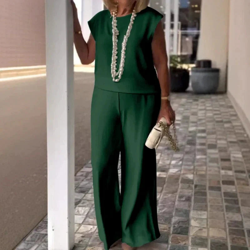 💖Női pamutvászon ujjatlan felső és nadrág