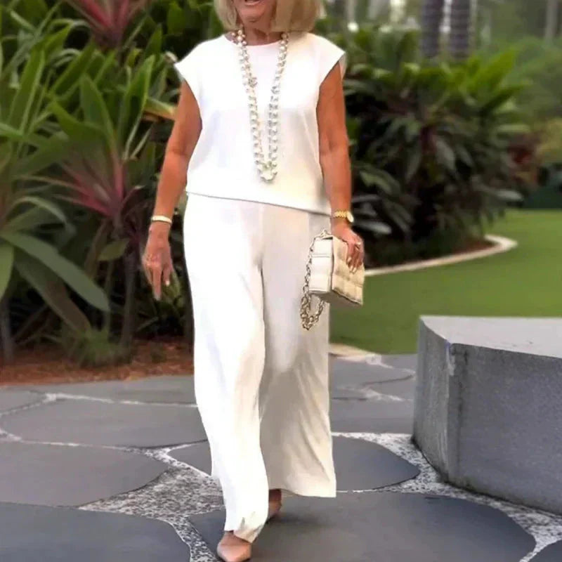 💖Női pamutvászon ujjatlan felső és nadrág