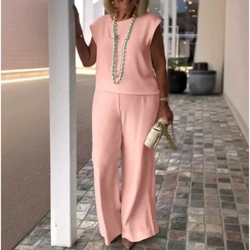 💖Női pamutvászon ujjatlan felső és nadrág