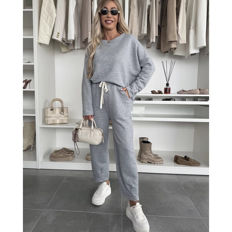 🌸Sima kerek nyakú felső és bő nadrág 2 részes szettben