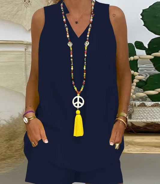 Elegáns kétrészes szett: rövid ujjú V-nyakkal + nadrág