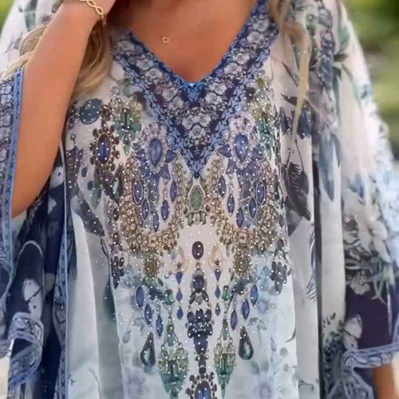 [S-5XL]🥰Cseh bő aszimmetrikus V-nyakú ruha