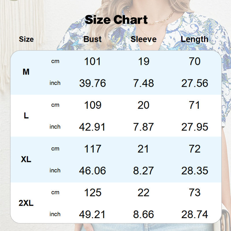 【M-2XL】🌸Női nyári V-nyakú nyomtatott felső