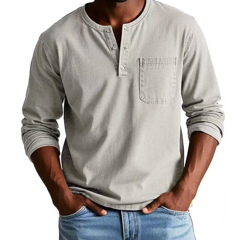 Férfi vintage hosszú ujjú zsebes ing