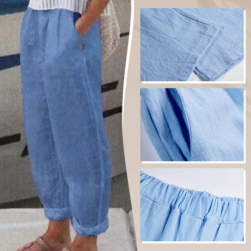 Légáteresztő vászon alkalmi nadrág