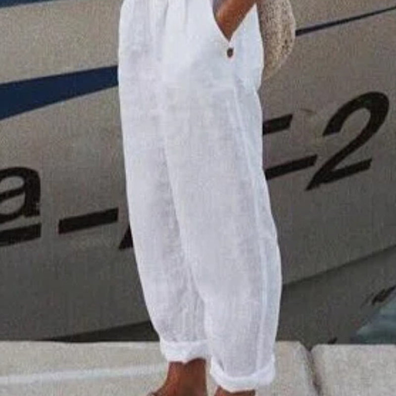 Légáteresztő vászon alkalmi nadrág