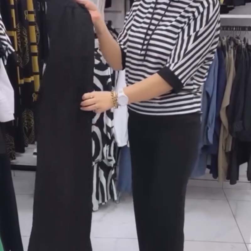 ✨Női Csíkos Felső és Egyszínű Nadrág Szett