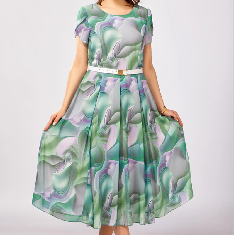 💞Absztrakt virágos fantázia ruha (övvel együtt)