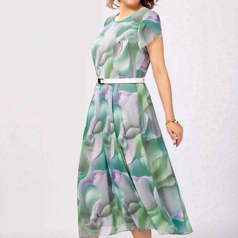 💞Absztrakt virágos fantázia ruha (övvel együtt)