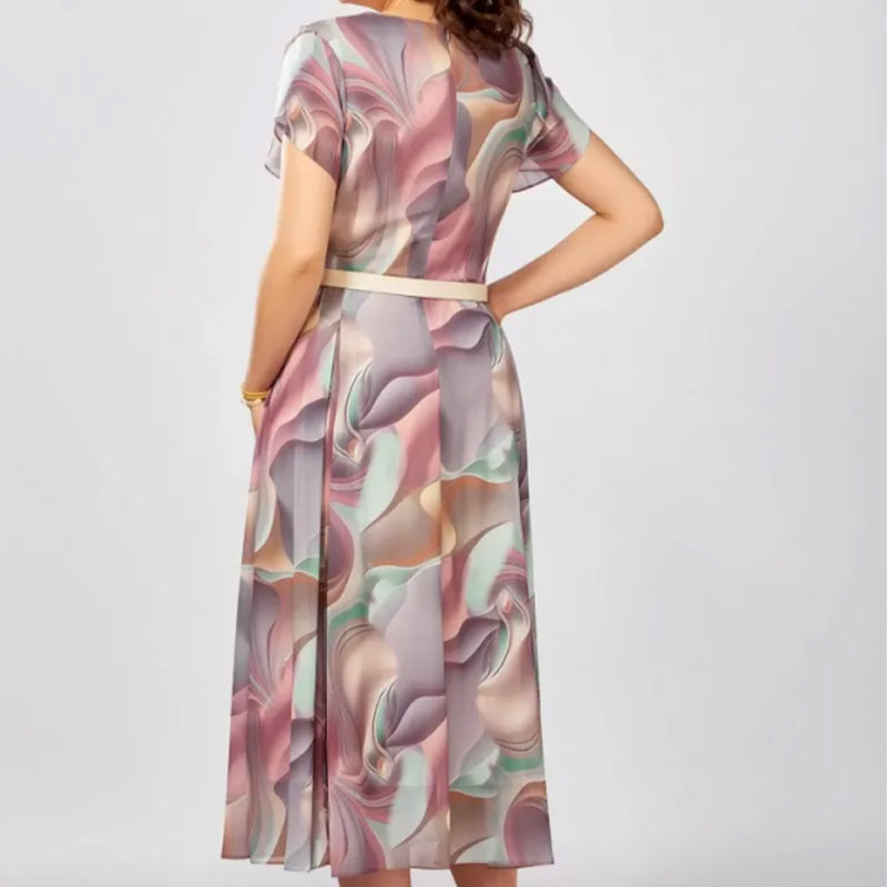 💞Absztrakt virágos fantázia ruha (övvel együtt)