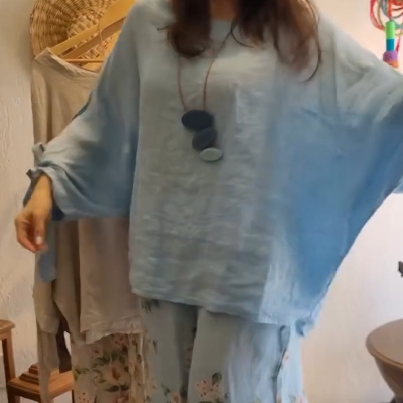 ⏳ Korlátozott ideig 45% kedvezmény! 💥Női bő szabású blúz és bő nadrág virágmintával