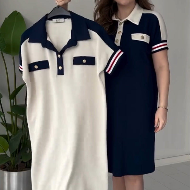 😍Modern női ruhák rövid ujjú hajtókával