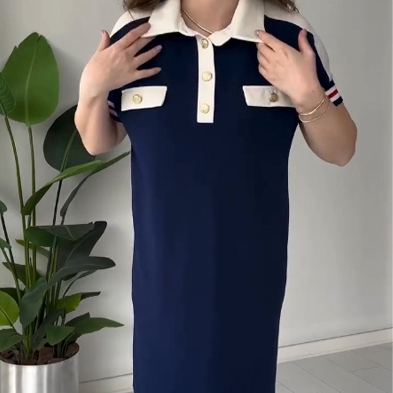 😍Modern női ruhák rövid ujjú hajtókával