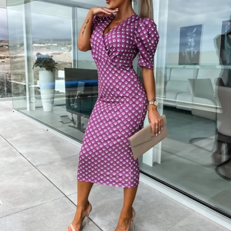 Női rövid ujjú, V-nyakú ruhák