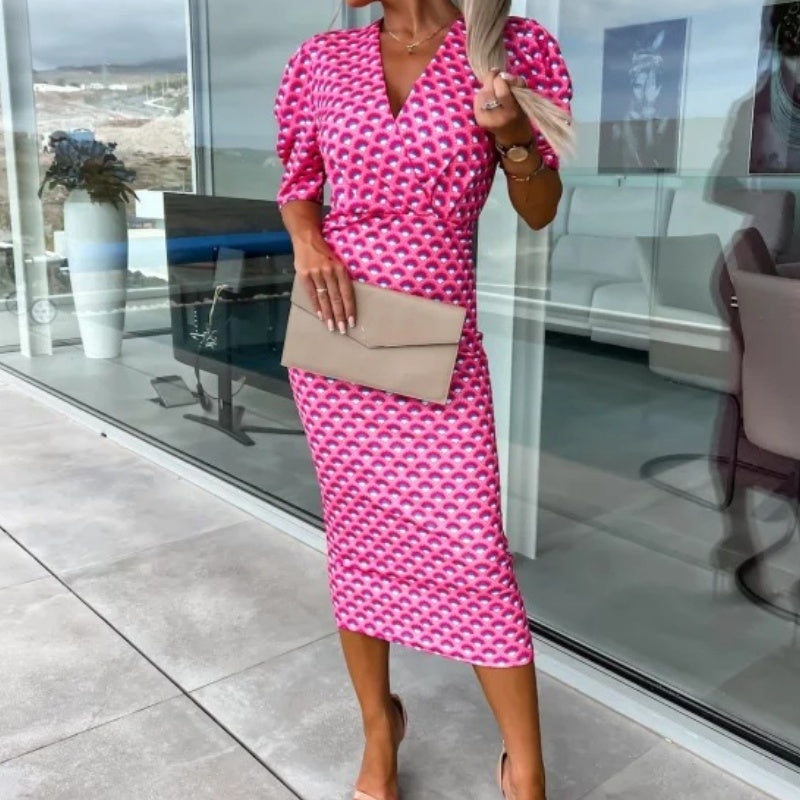 Női rövid ujjú, V-nyakú ruhák