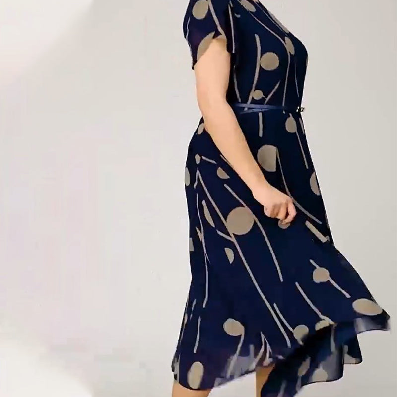 ✨Divat nagy pöttyös plusz plusz méretű ruha