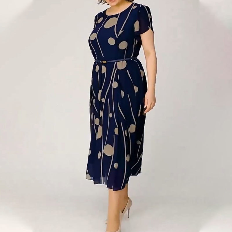 ✨Divat nagy pöttyös plusz plusz méretű ruha