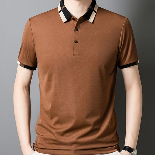 🔥Férfi Rugalmas Ice Selyem Rövid Ujjú Galléros Póló