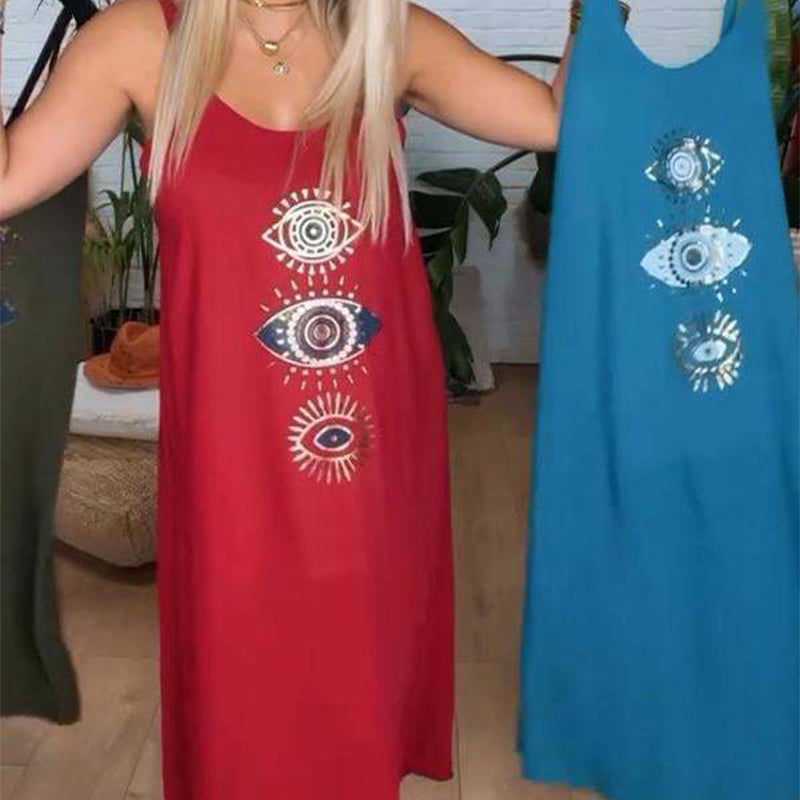 🔥Női hosszú ujjú ruha szemmintával👗