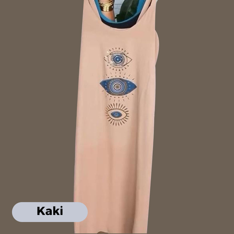 🔥Női hosszú ujjú ruha szemmintával👗