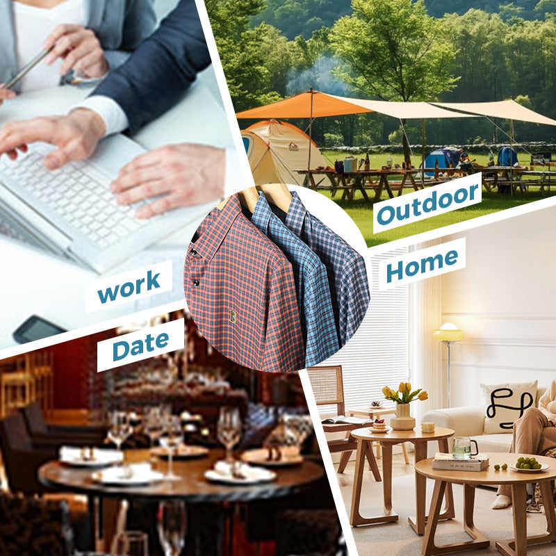 🍃Férfi lezser rövid ujjú kockás ing