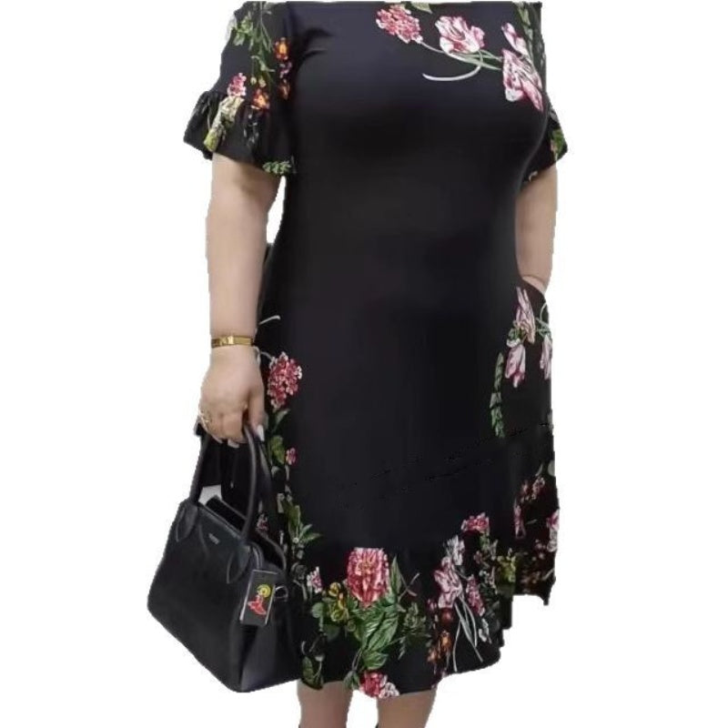 🌺Elegáns, túlméretezett nyomtatott, fodros ruha