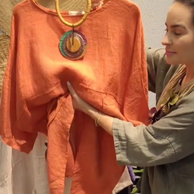 ✨Lenge felső oldalsó zsebekkel, laza szabású nőknek